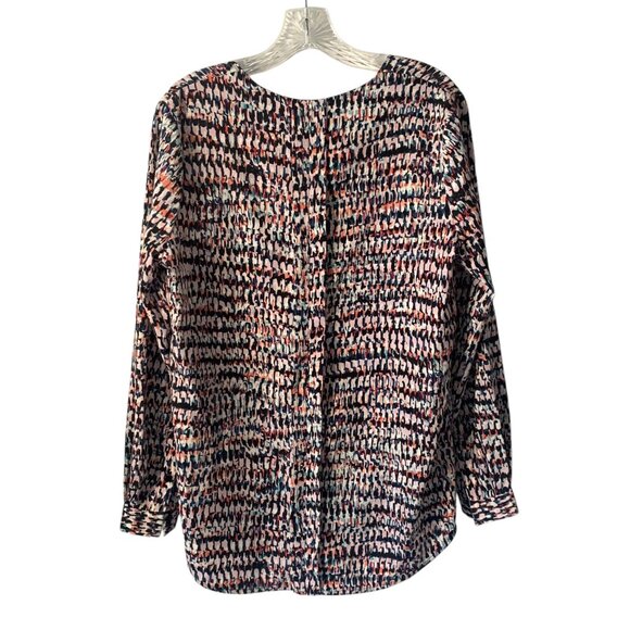 NYDJ Los Angeles Mango Passion Dasher Flicker Long Sleeve V-Neck Blouse NWT M - Picture 6 of 7